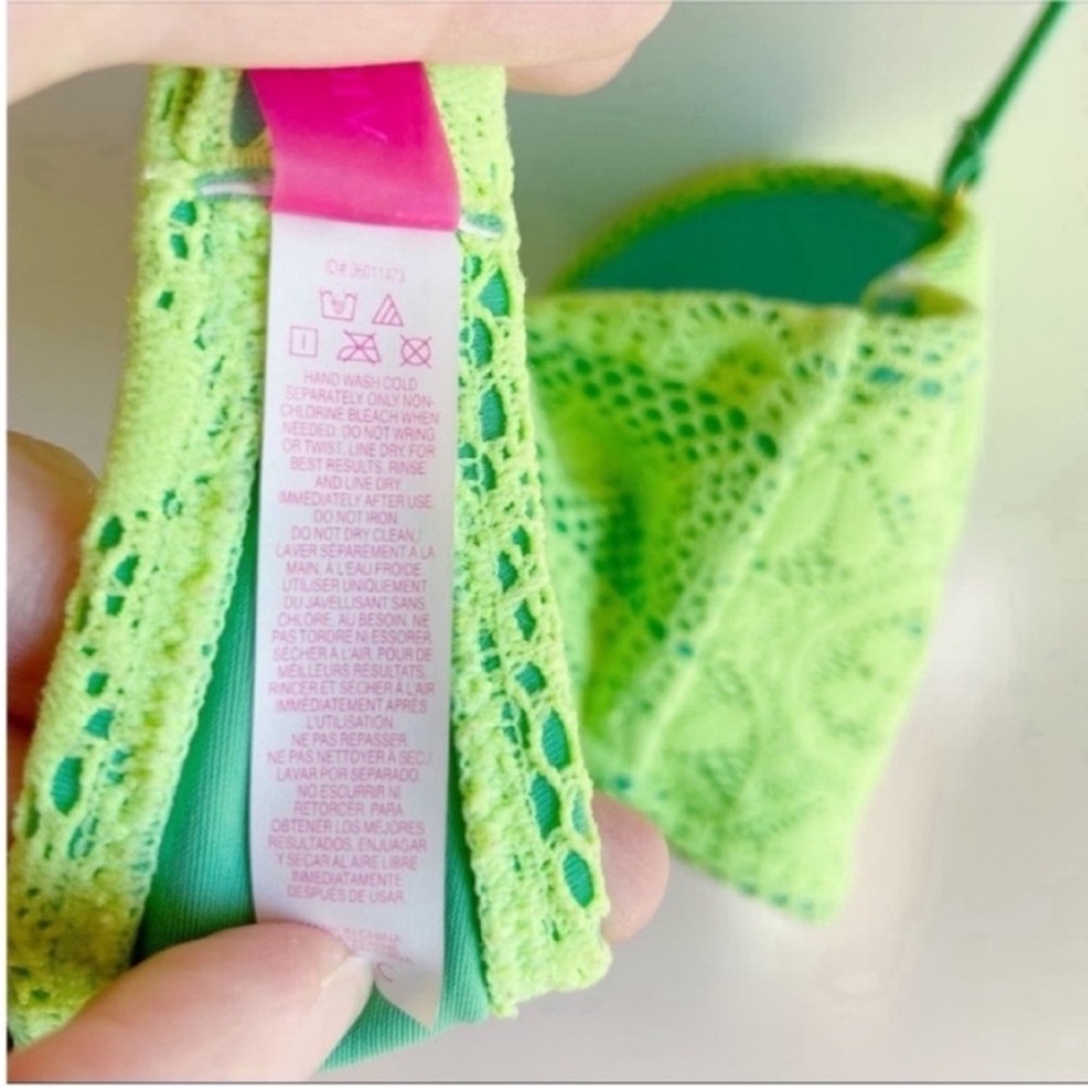 Victoria's Secret bikini top neon green lace halter - Picture 6 of 7